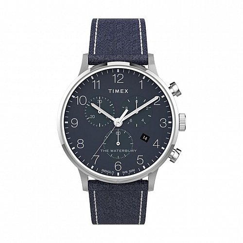 Waterbury Classic Chronograph 40mm Leather Strap - Blue